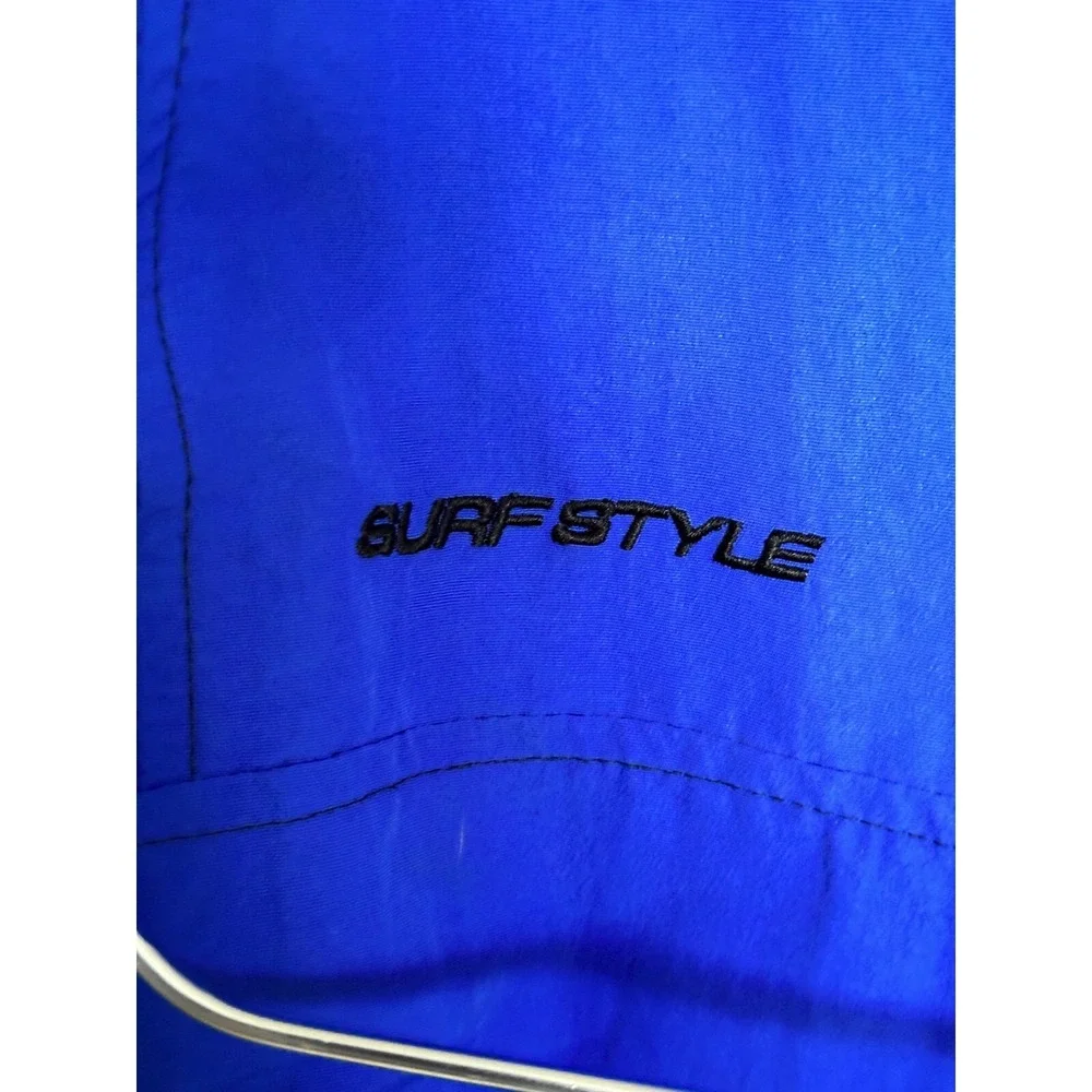 Vtg Vintage Surf Style L/XL Windbreaker Pullover + Shorts Electric Blue
